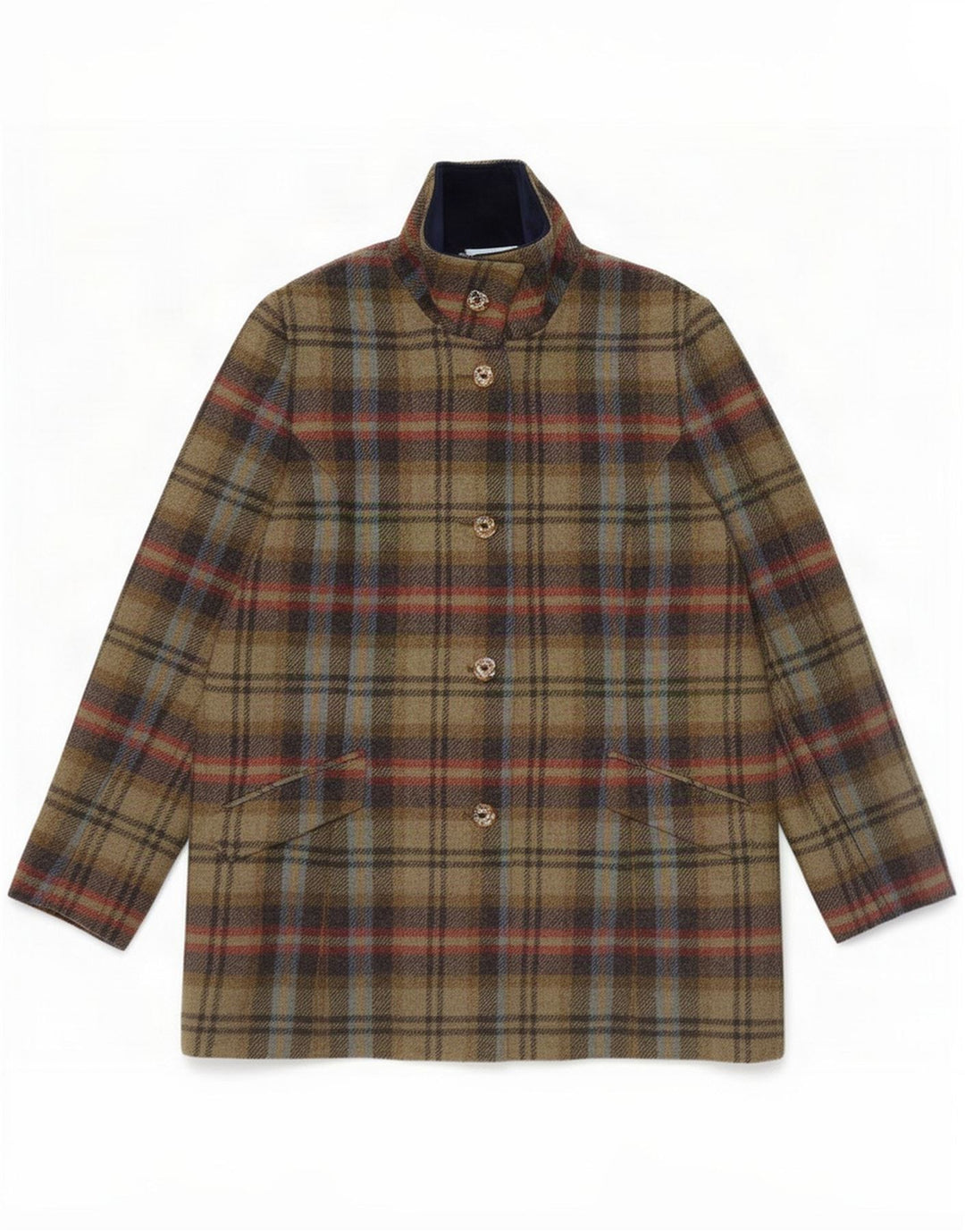 Magee Womens Overcoat UK 14 Medium Khaki Plaid Wool