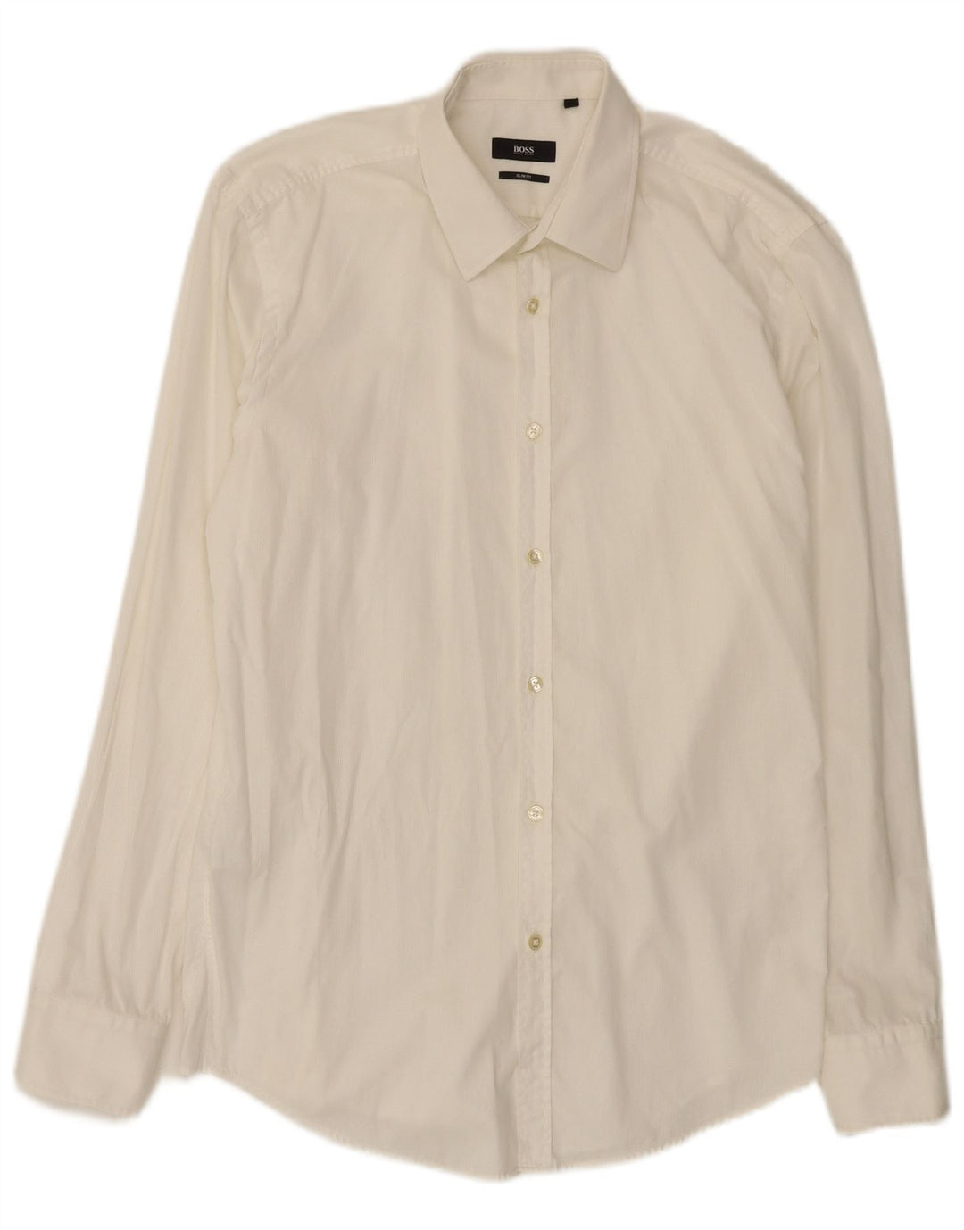 Hugo Boss Mens Slim Fit Shirt Size 41 16 Large White Cotton
