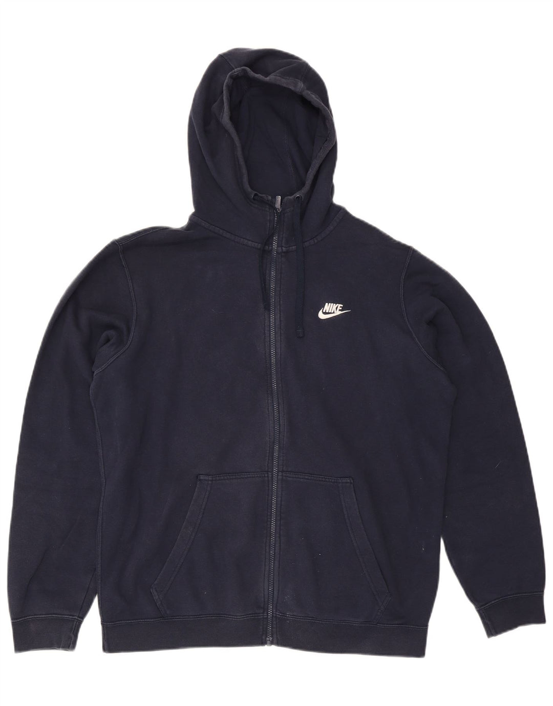 Nike Mens Zip Hoodie Sweater Large Navy Blue Cotton
