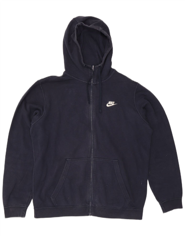 Nike Mens Zip Hoodie Sweater Large Navy Blue Cotton