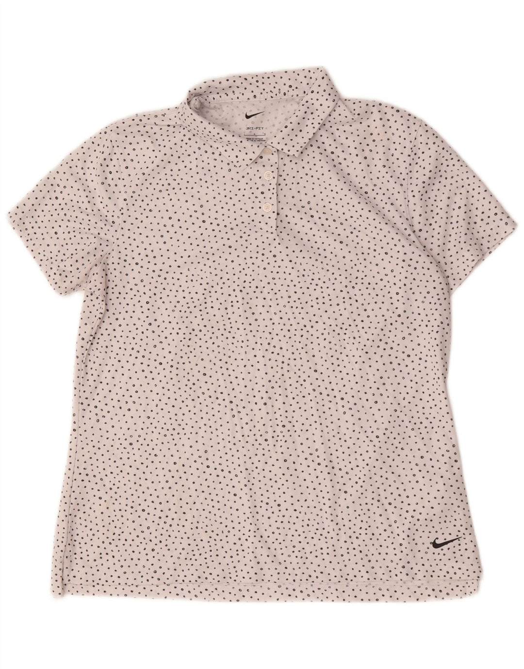 Nike Womens Dri Fit Polo Shirt UK 16 Large White Spotted Polyester