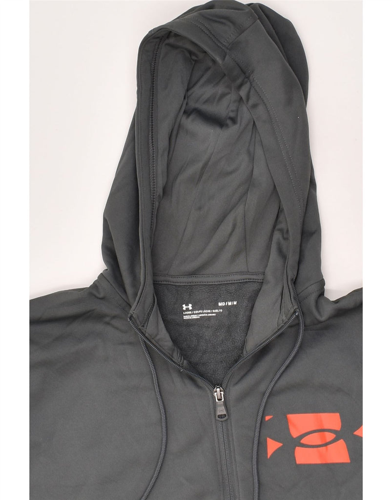 UNDER ARMOUR Mens Zip Neck Hoodie Jumper Medium Grey Polyester | Vintage Under Armour | Thrift | Second-Hand Under Armour | Used Clothing | Messina Hembry 