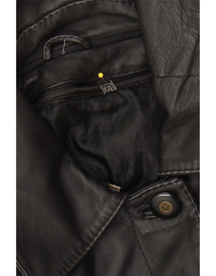 VINTAGE Womens Leather Coat UK 20 2XL Black Vintage Vintage and Second-Hand Vintage from Messina Hembry 