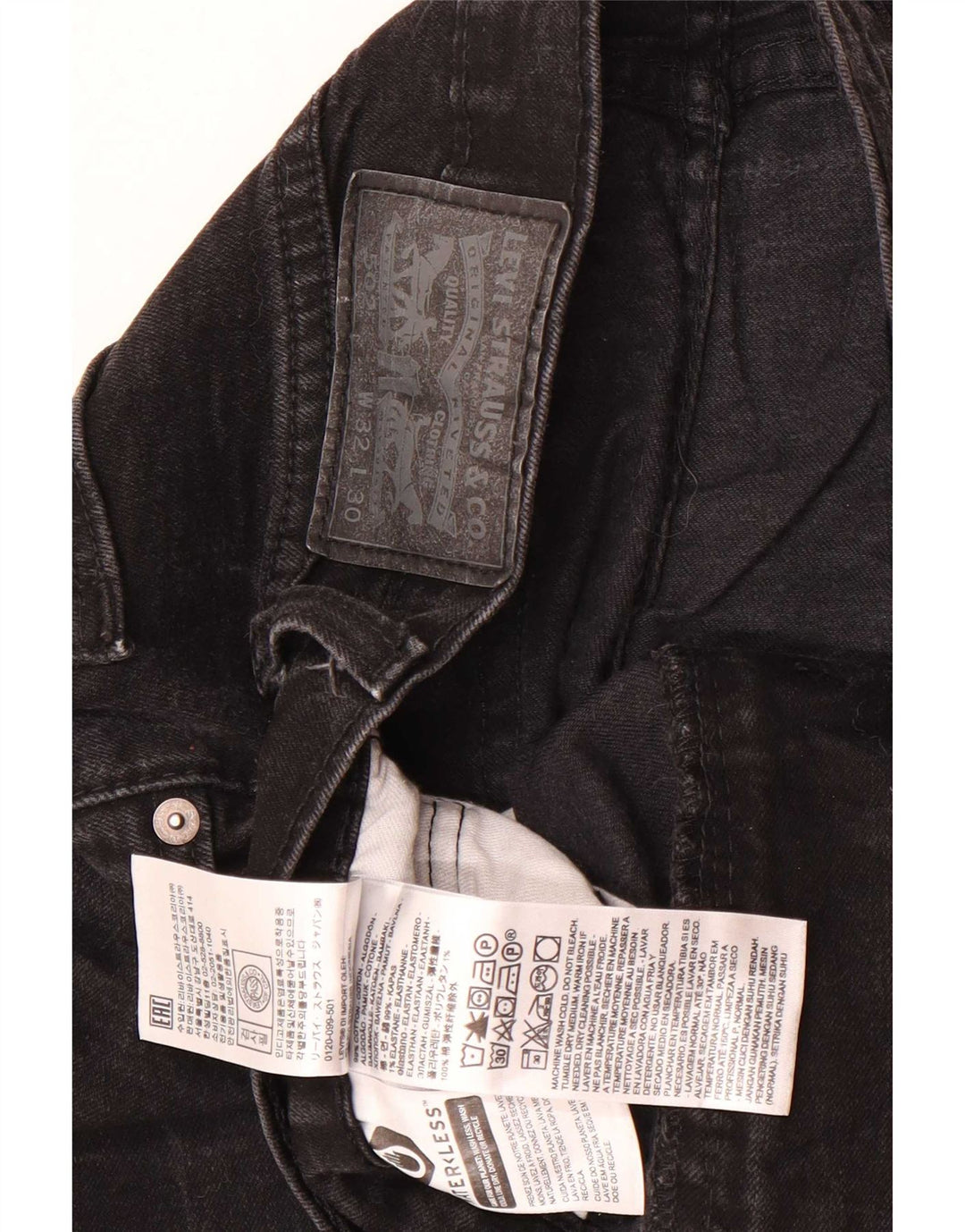Levi's Mens 502 Tapered Jeans W32 L27 Black Cotton