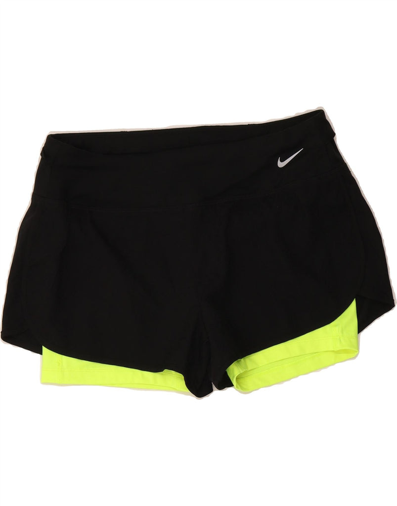 NIKE Womens Dri Fit Low Waist Sport Shorts UK 14 Medium  Black Colourblock Vintage Nike and Second-Hand Nike from Messina Hembry 