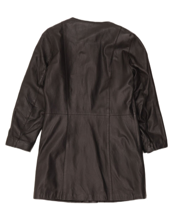 Zen Womens Leather Coat IT 42 Medium Black Leather