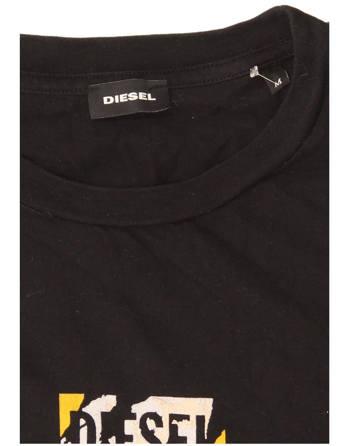 Diesel Mens Graphic T-Shirt Top Medium Black