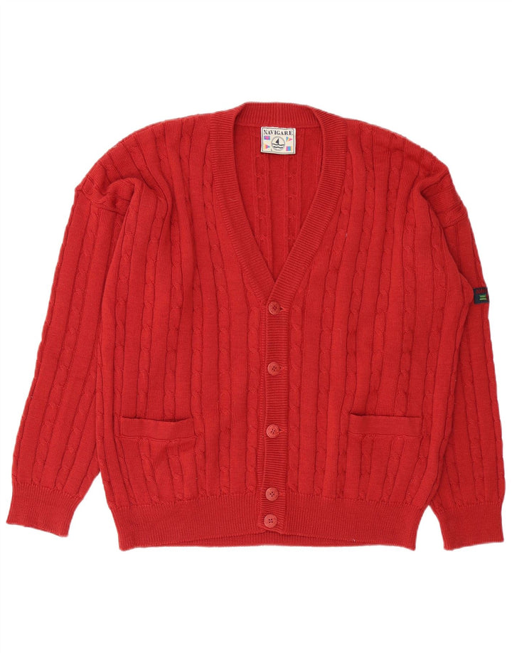 NAVIGARE Mens Cardigan Sweater Large Red