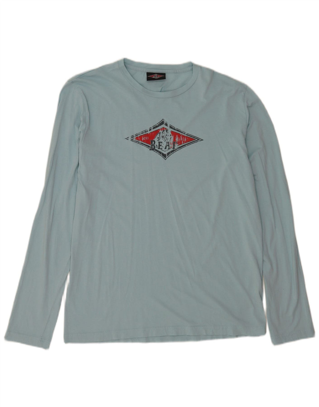 Bear Mens Graphic Top Long Sleeve Large Blue Cotton