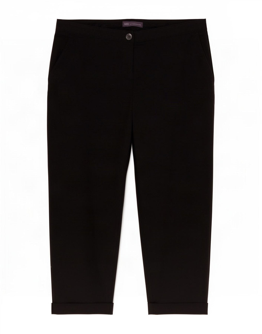 Marks & Spencer Womens Regular Capri Trousers UK 14 Large W34 L24 Black