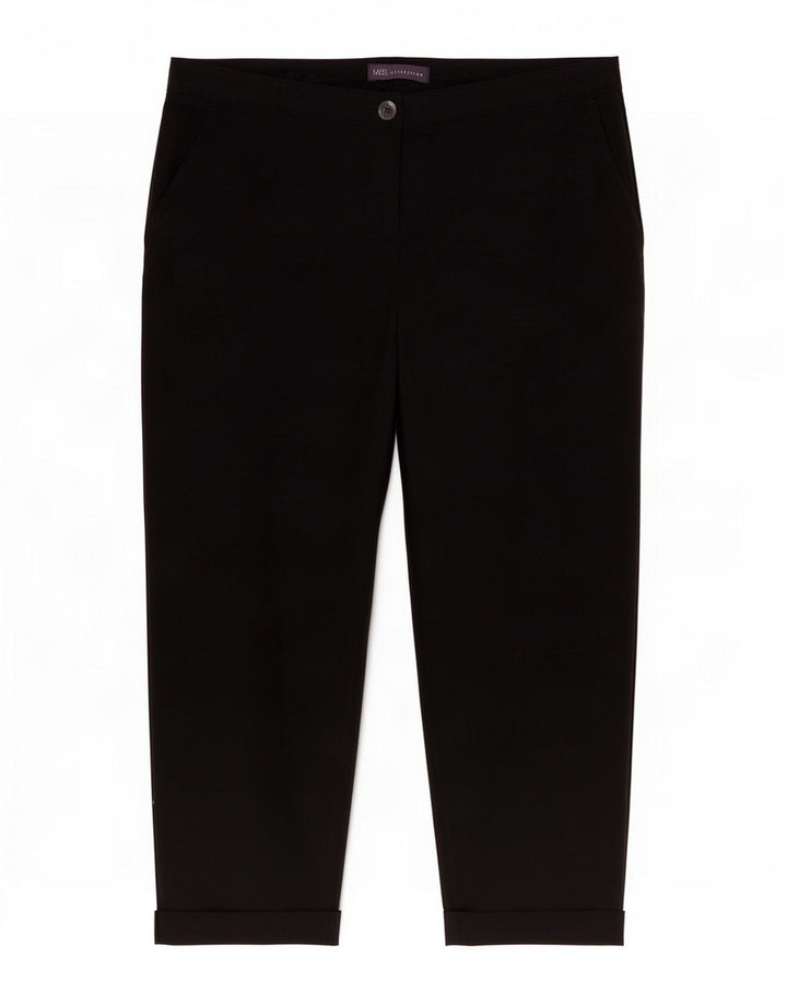 Marks & Spencer Womens Regular Capri Trousers UK 14 Large W34 L24 Black