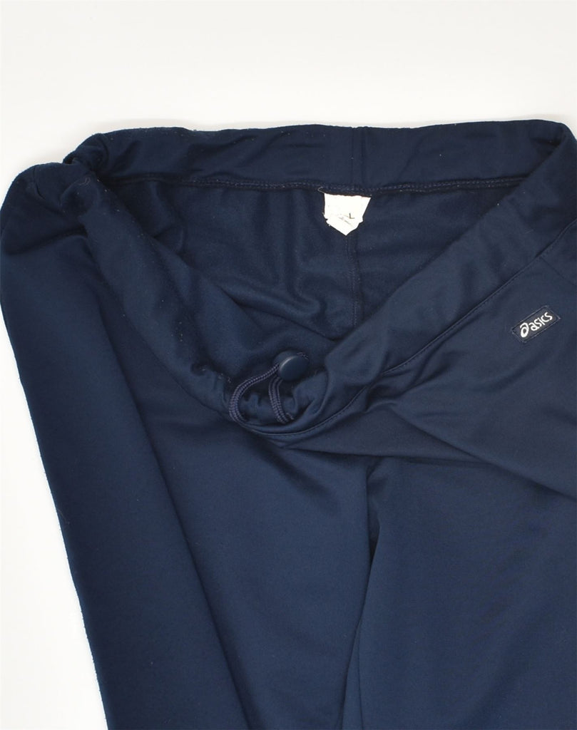 ASICS Womens Tracksuit Trousers UK 14 Large Navy Blue Polyester | Vintage Asics | Thrift | Second-Hand Asics | Used Clothing | Messina Hembry 