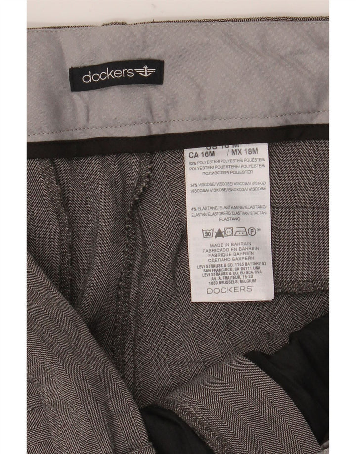 Dockers Womens Bootcut Casual Trousers US 16 XL W38 L34 Grey Herringbone