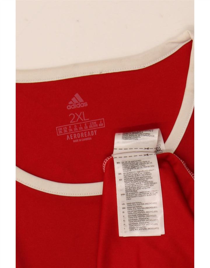 Adidas Mens Aeroready T-Shirt Top 2XL Red Colourblock Polyester