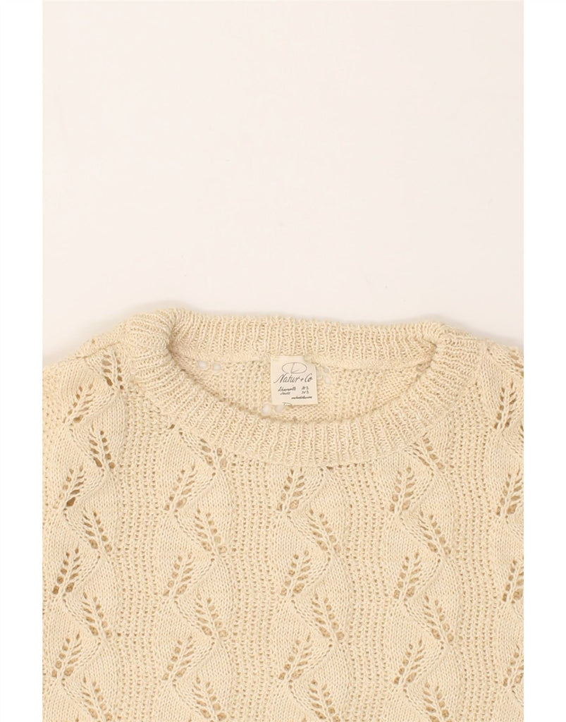 VINTAGE Womens Crew Neck Jumper Sweater UK 16 Large Beige Wool | Vintage Vintage | Thrift | Second-Hand Vintage | Used Clothing | Messina Hembry 