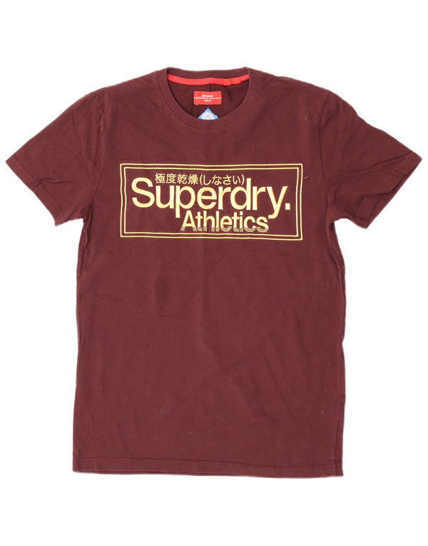 Superdry Mens Graphic T-Shirt Top Medium Burgundy Cotton