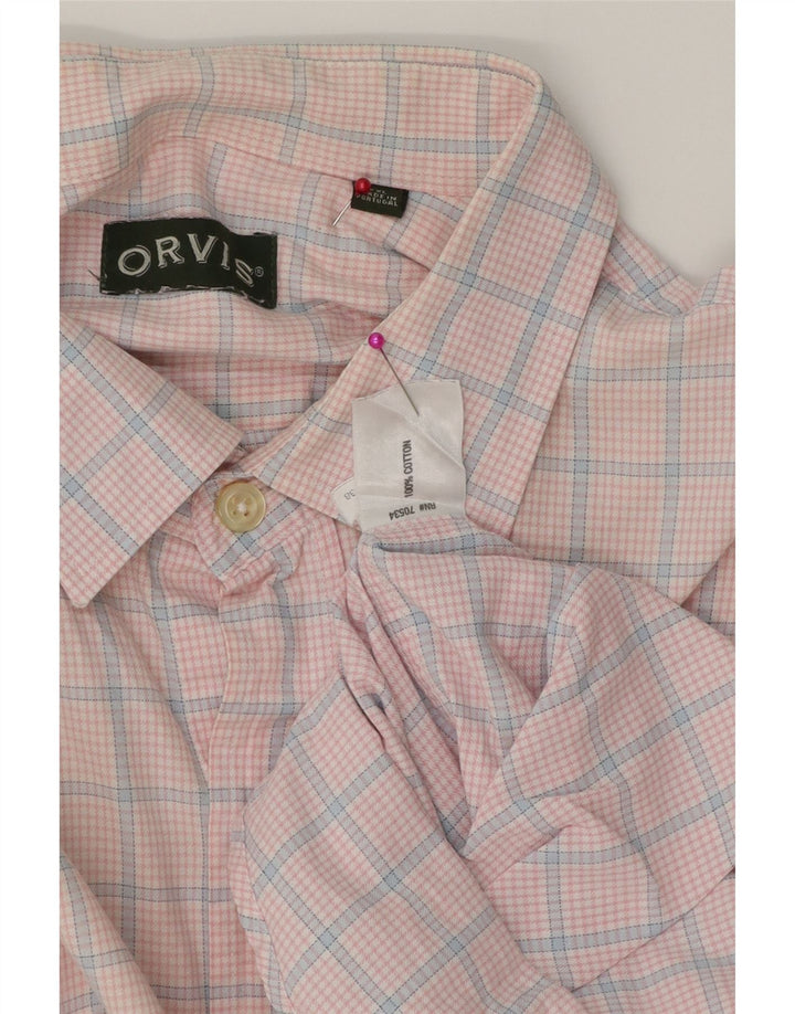 Orvis Mens Shirt 2XL Pink Check Cotton