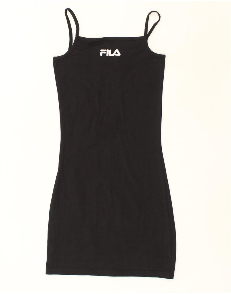 FILA Womens Sleeveless T-Shirt Dress UK 2 2XS Black Cotton | Vintage Fila | Thrift | Second-Hand Fila | Used Clothing | Messina Hembry 