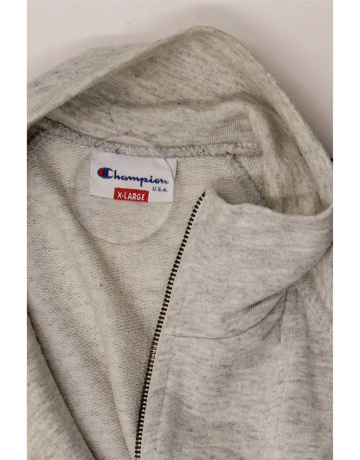 CHAMPION Mens Graphic Zip Neck Sweatshirt Jumper XL Grey Colourblock