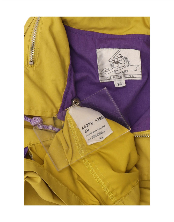 PEPPERINO Womens Graphic Windbreaker Jacket UK 14 Medium Yellow Polyester Vintage Pepperino and Second-Hand Pepperino from Messina Hembry 