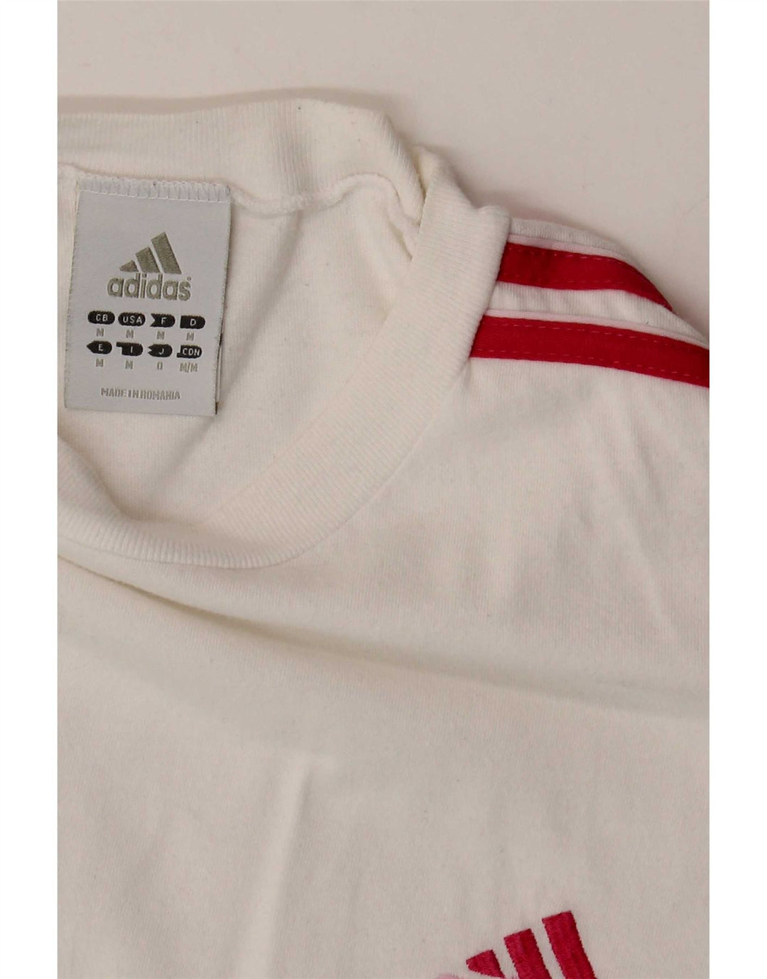 Adidas Womens T-Shirt Top UK 12 Medium White Cotton