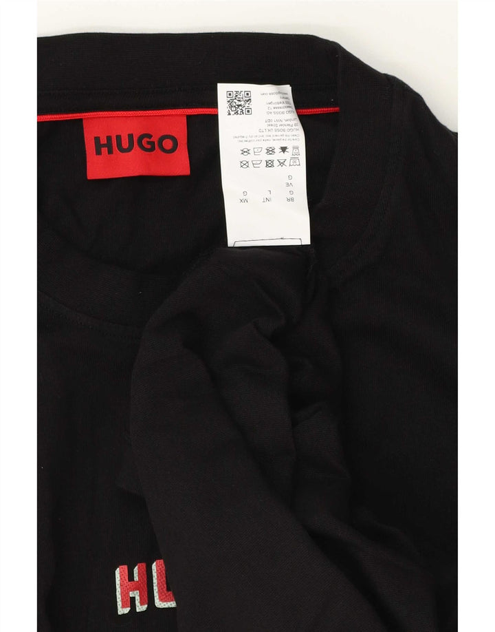 Hugo Boss Mens Graphic T-Shirt Top Large Black Cotton
