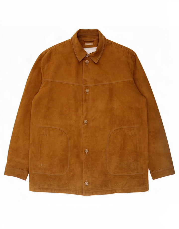 Bugatti Mens Faux Suede Jacket UK 46 3XL Brown Polyamide