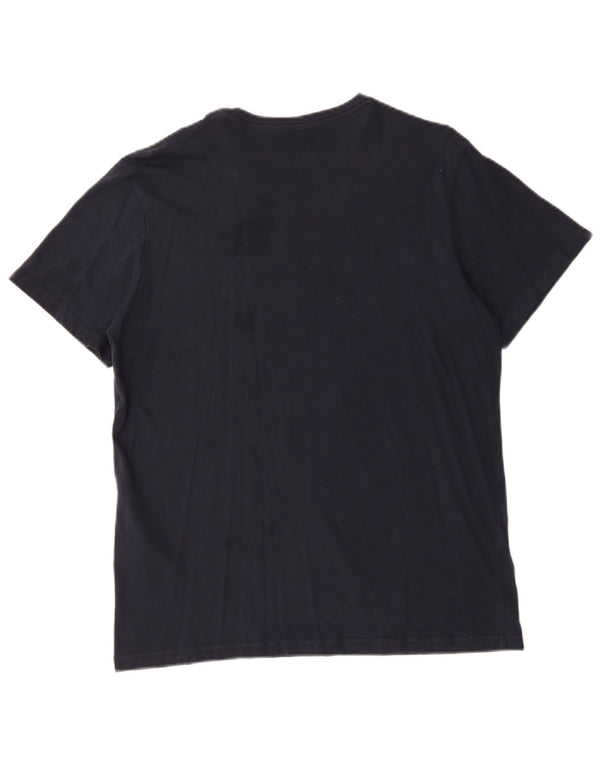 Jack & Jones Mens Graphic T-Shirt Top Large Navy Blue Cotton