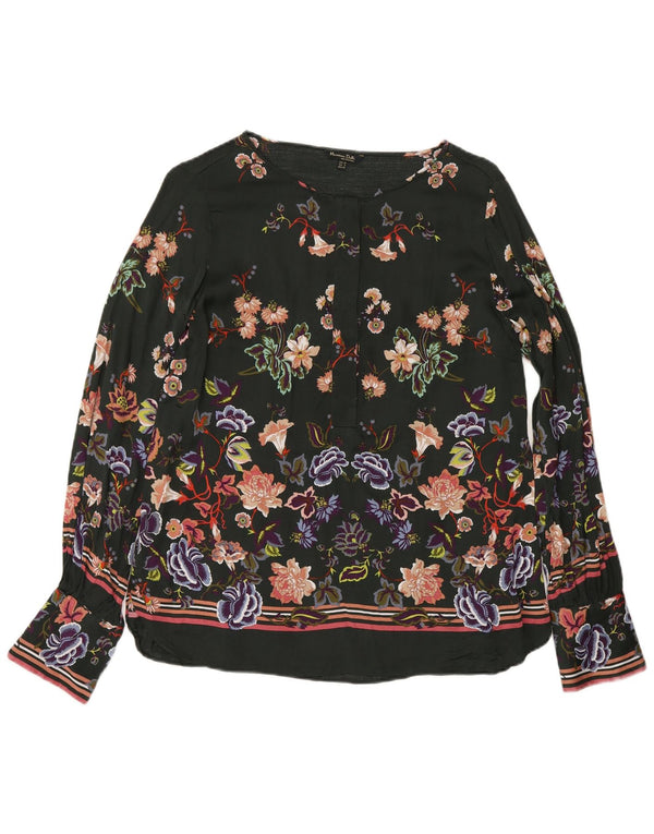 Massimo Dutti Womens Long Sleeve Blouse Top EU 40 Medium Green Floral