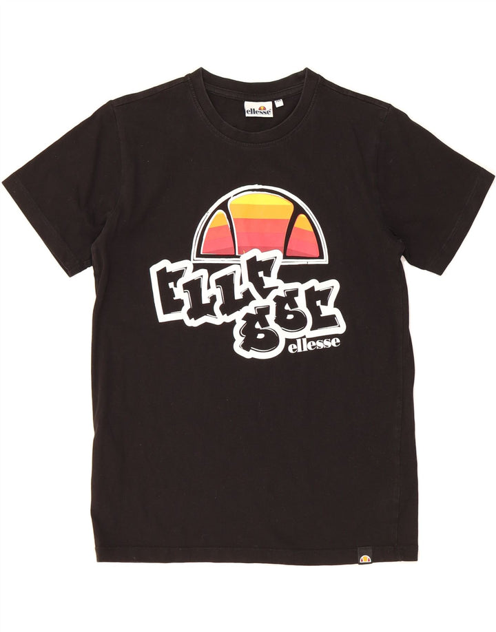 ELLESSE Boys Graphic T-Shirt Top 13-14 Years Black Vintage Ellesse and Second-Hand Ellesse from Messina Hembry 