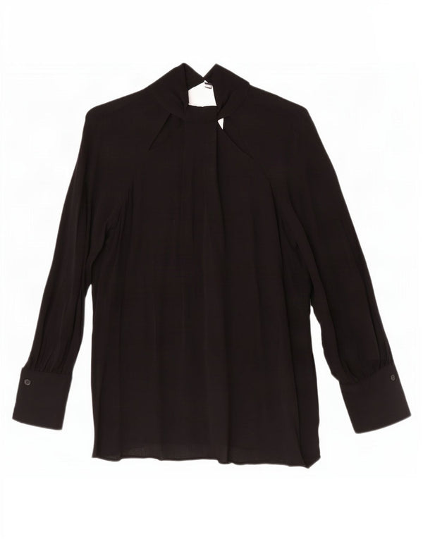 Reiss Womens Oversized Long Sleeve Blouse Top UK 4 XS Black Viscose