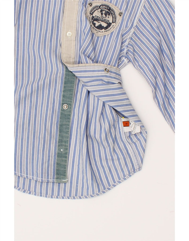 NAPAPIJRI Boys Shirt 5-6 Years Blue Striped Cotton | Vintage Napapijri | Thrift | Second-Hand Napapijri | Used Clothing | Messina Hembry 