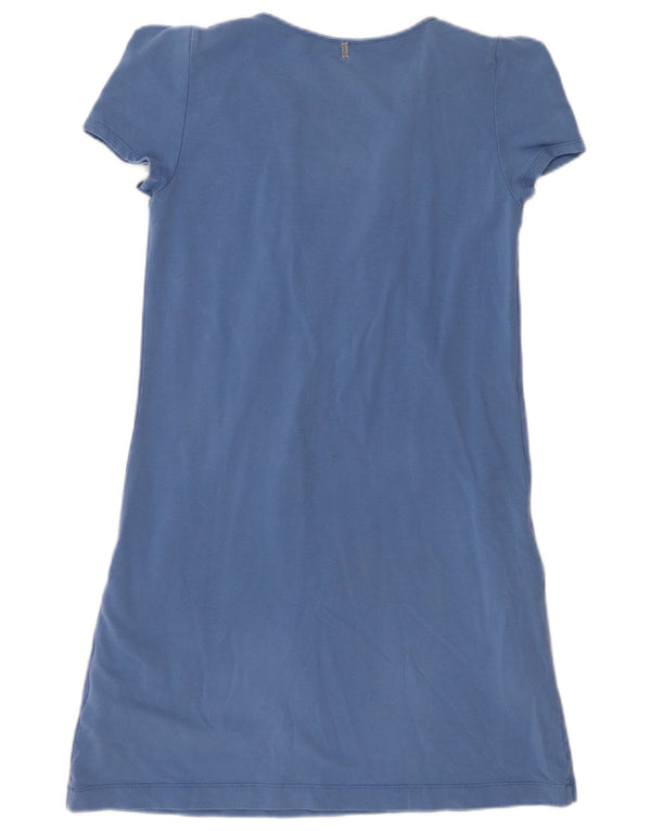 Sportmax Womens T-Shirt Dress UK 12 Medium Blue Cotton