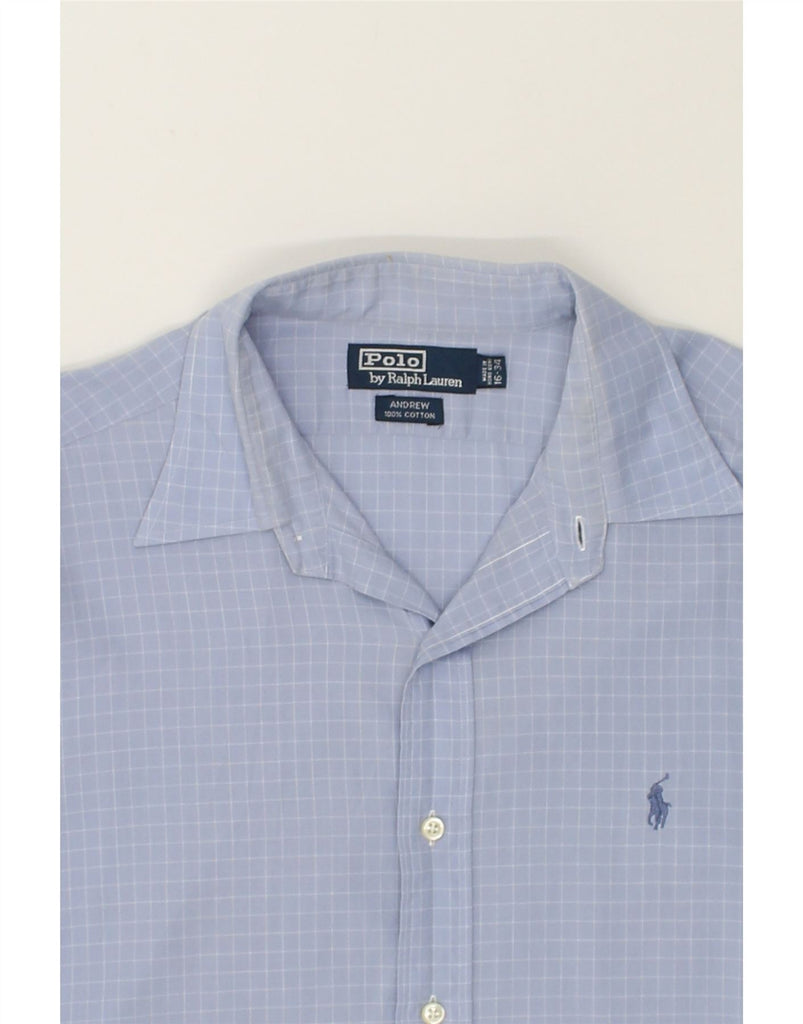 POLO RALPH LAUREN Mens Andrew Shirt Size 16- 34 Large Blue Check Cotton | Vintage Polo Ralph Lauren | Thrift | Second-Hand Polo Ralph Lauren | Used Clothing | Messina Hembry 