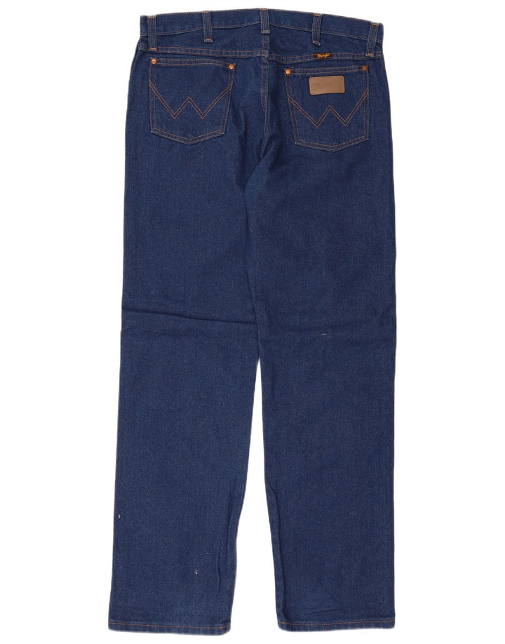 Wrangler Mens Regular Straight Jeans W33 L32 Blue Cotton