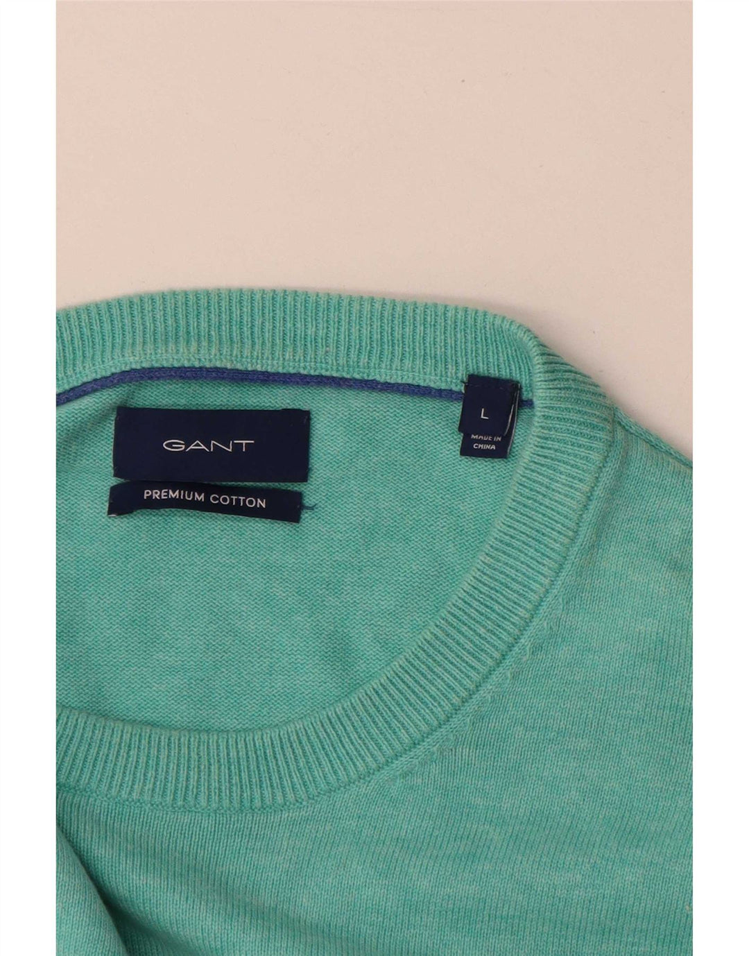 Gant Mens Boat Neck Jumper Sweater Large Turquoise Cotton
