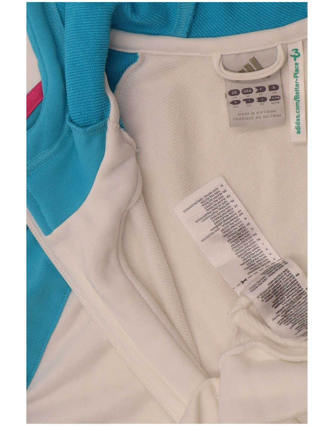 Adidas Womens Zip Hoodie Sweater UK 14 Medium White Colourblock Polyester