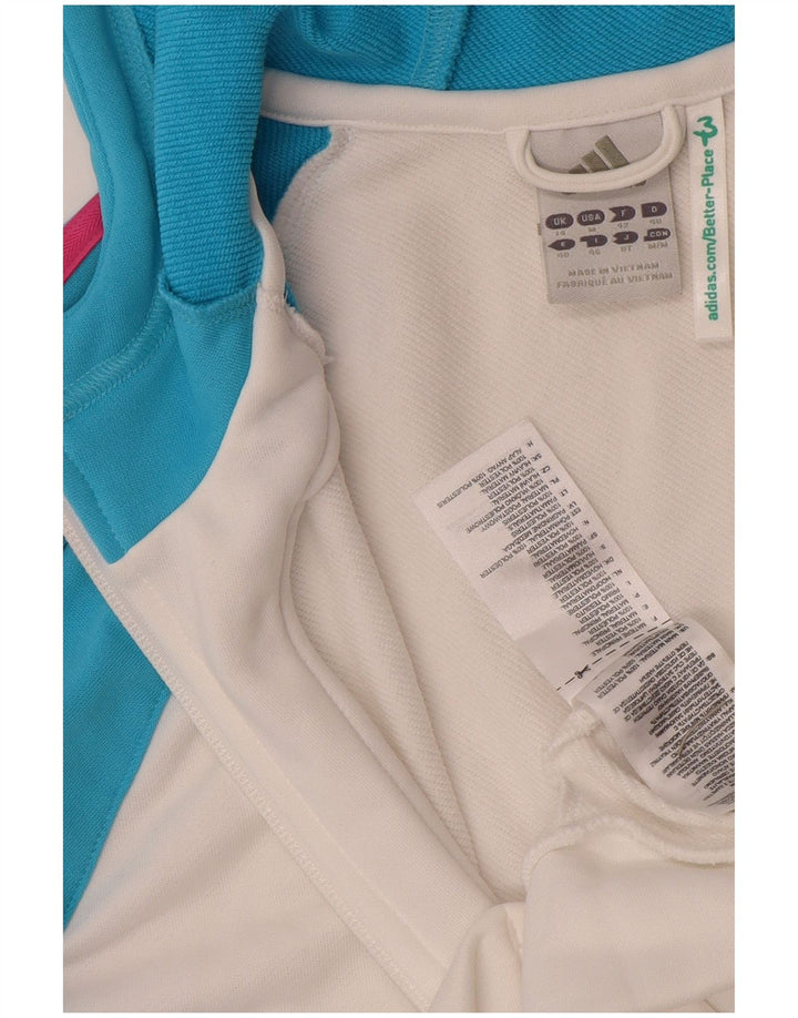 Adidas Womens Zip Hoodie Sweater UK 14 Medium White Colourblock Polyester