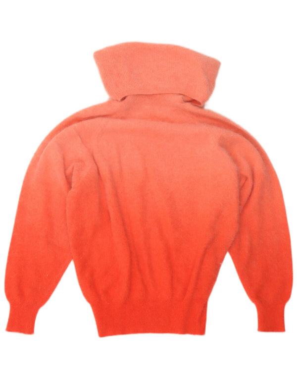 Vintage Womens Roll Neck Jumper Sweater UK 6 XS Orange Colourblock