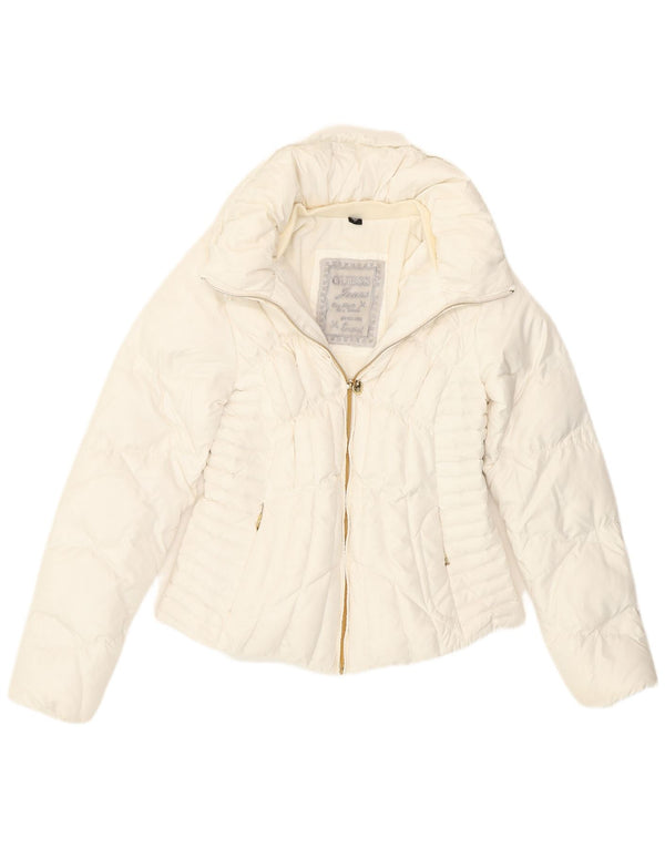 Guess Womens Oversized Padded Jacket UK 6 XS White Polyester