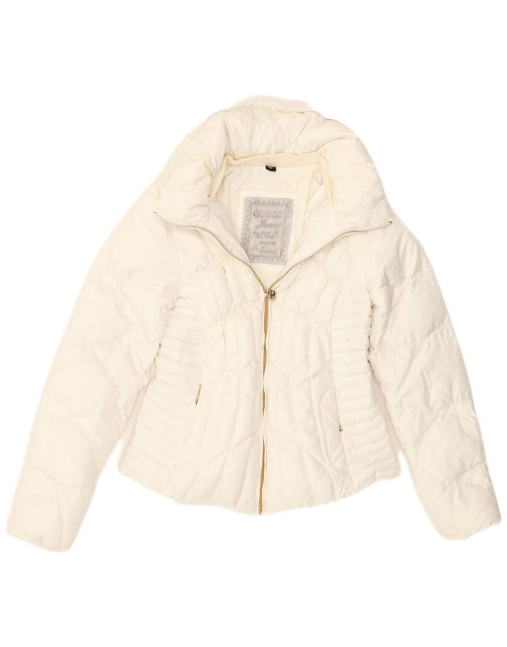 Guess Womens Oversized Padded Jacket UK 6 XS White Polyester