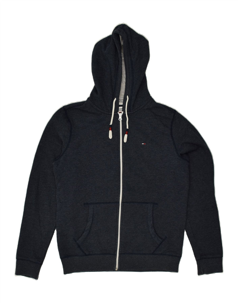 TOMMY HILFIGER Mens Zip Hoodie Sweater Medium Navy Blue Cotton | Vintage Tommy Hilfiger | Thrift | Second-Hand Tommy Hilfiger | Used Clothing | Messina Hembry 