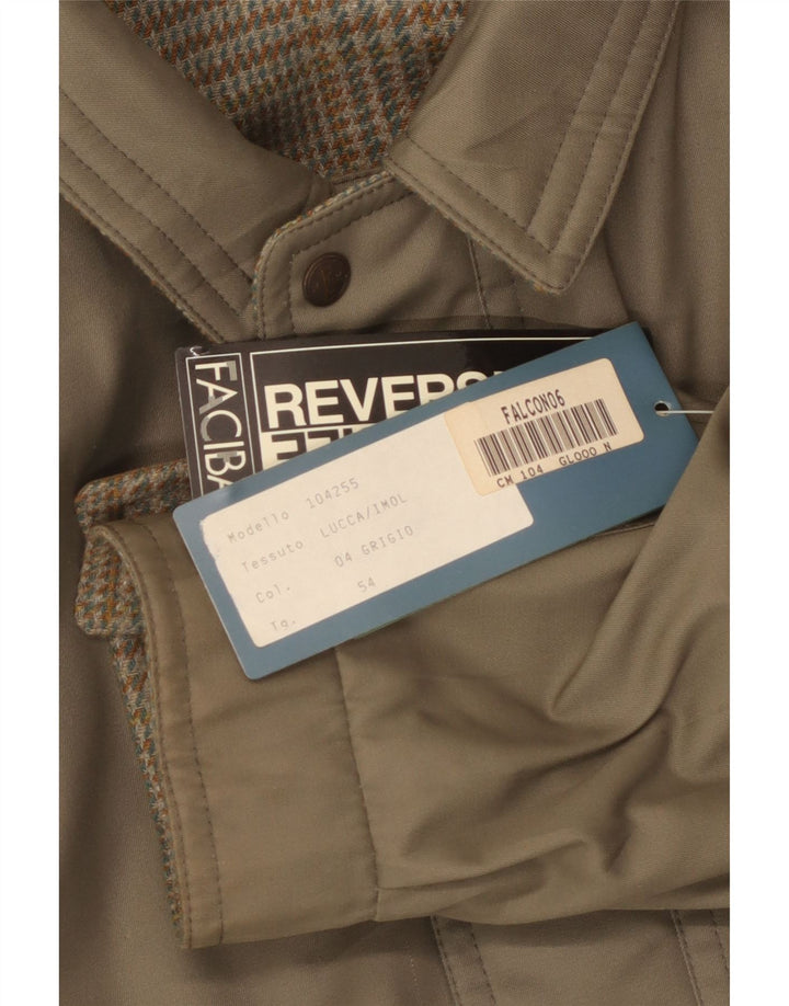 Faciba Mens Reversible Bomber Jacket IT 54 2XL Khaki Houndstooth