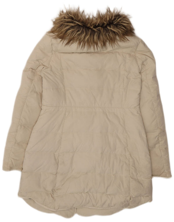 Zara Womens Padded Coat UK 14 Large Off White Polyester