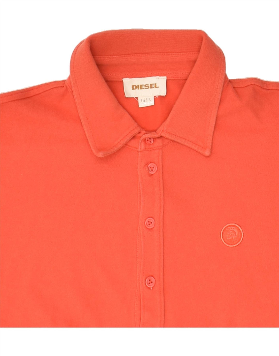 DIESEL Womens Polo Shirt UK 14 Large Orange Cotton | Vintage Diesel | Thrift | Second-Hand Diesel | Used Clothing | Messina Hembry 