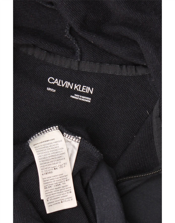 CALVIN KLEIN Mens Zip Hoodie Sweater Small Navy Blue Cotton