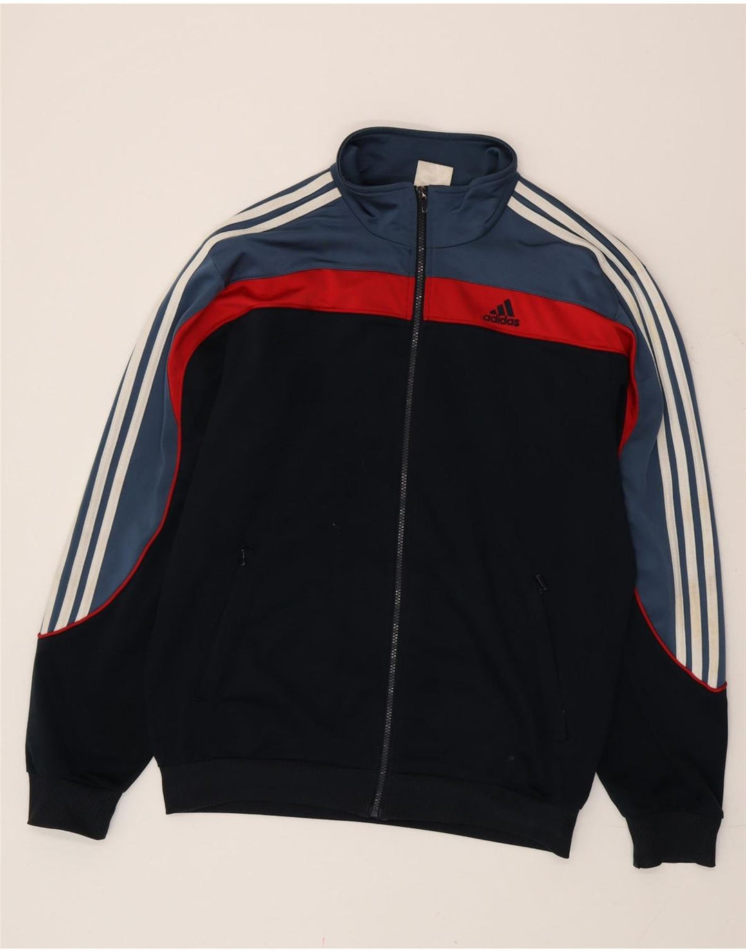 Adidas Mens Graphic Tracksuit Top Jacket Large Black Colourblock Polyester