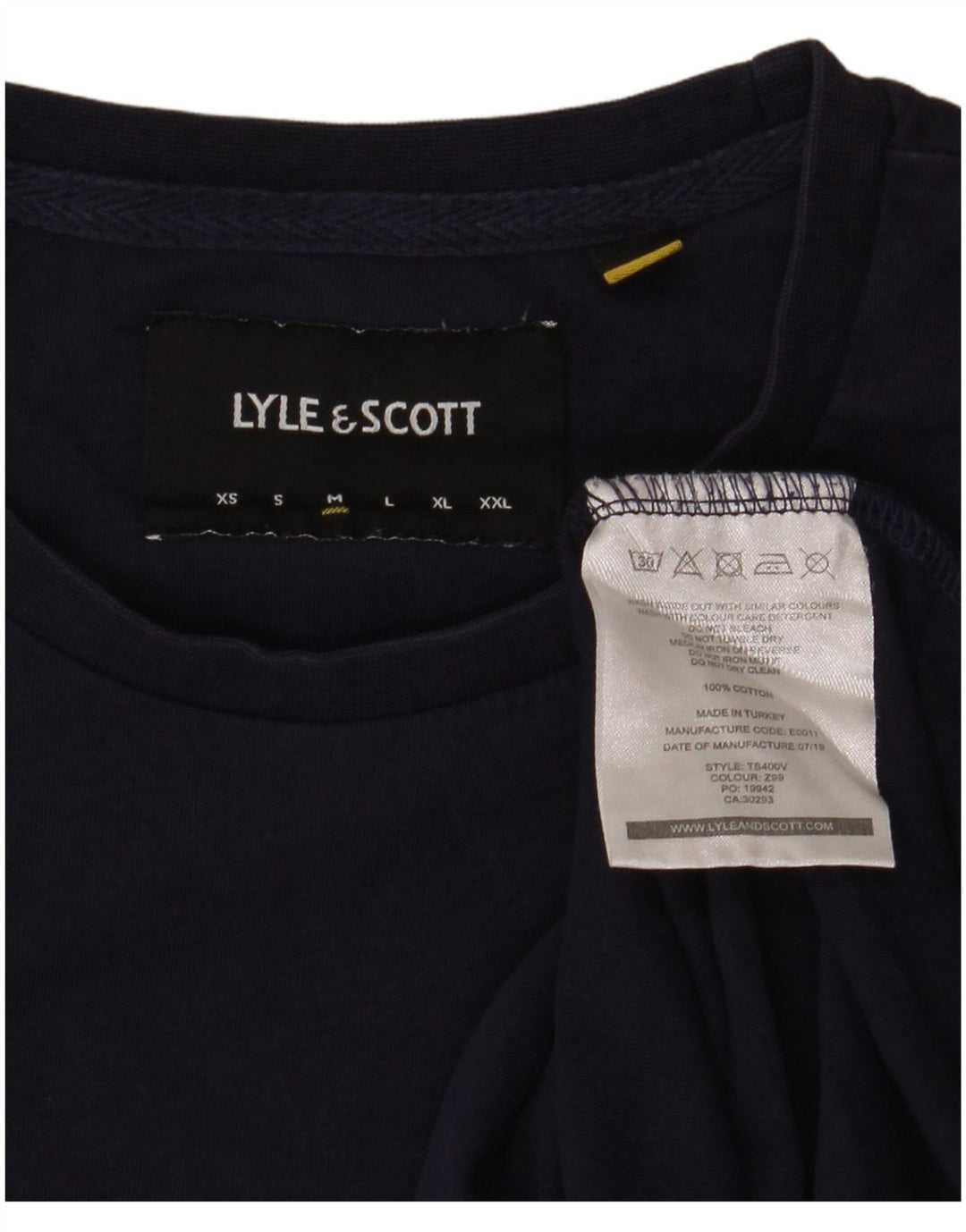 Lyle & Scott Mens T-Shirt Top Medium Navy Blue Cotton