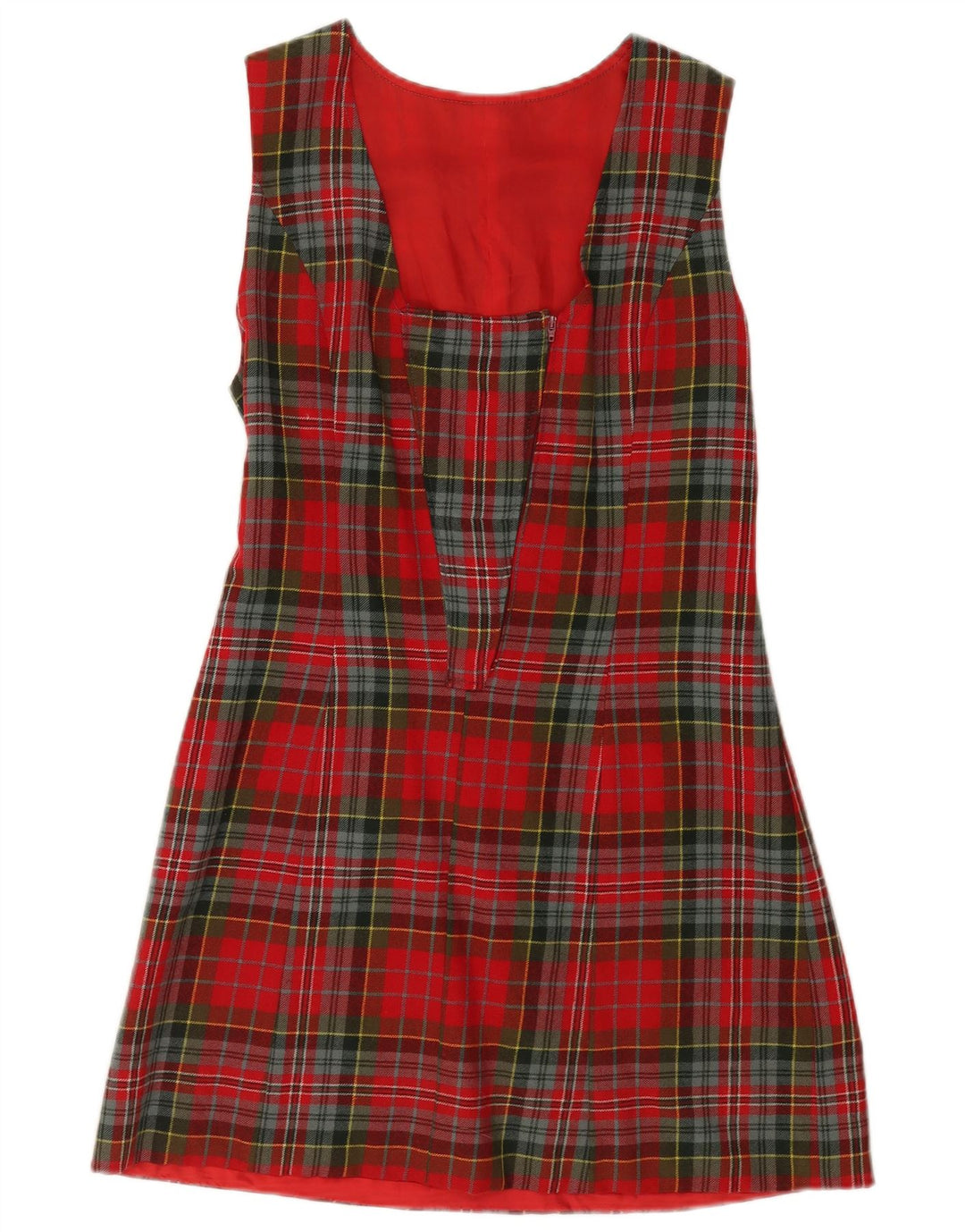Vintage Womens Sleeveless A-Line Dress UK 12 Medium Red Plaid