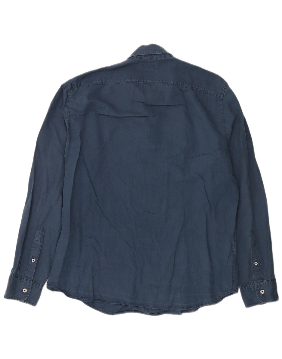 Timberland Mens Slim Fit Shirt Large Navy Blue Linen